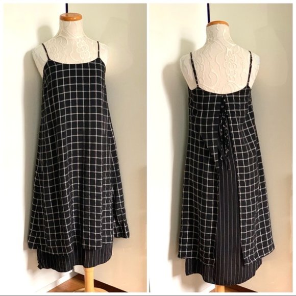 SVILU Slip Dress in Black Windowpane Check sz S - Picture 7 of 16